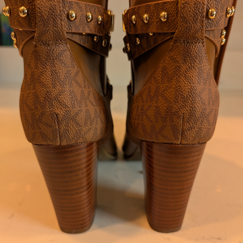Never Worn Michael Kors Brown Ankle Boots with Studded Straps - Picture 7 of 10